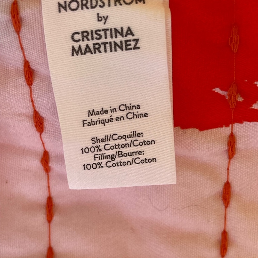 NORDSTROM By Cristina Martinez PRINT Quilted BLANKET Orange PORTRAIT Petals NEW - Picture 6 of 6